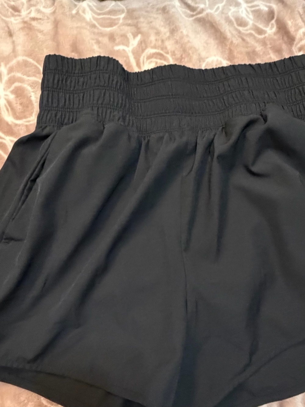 Old Navy Black Athletic Shorts with Smocked Waist